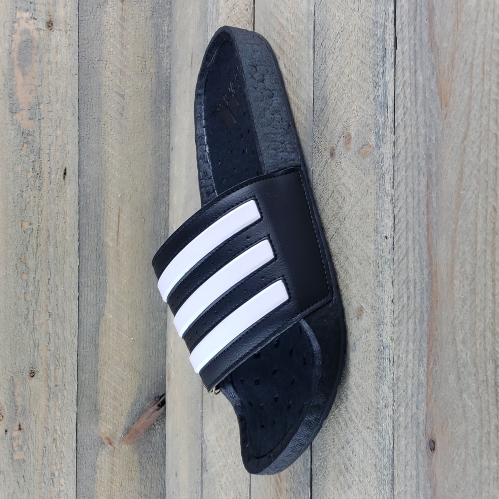 adidas Adilette Boost Men's Slides Sandals Black White Supreme Cushioning - Picture 4 of 9